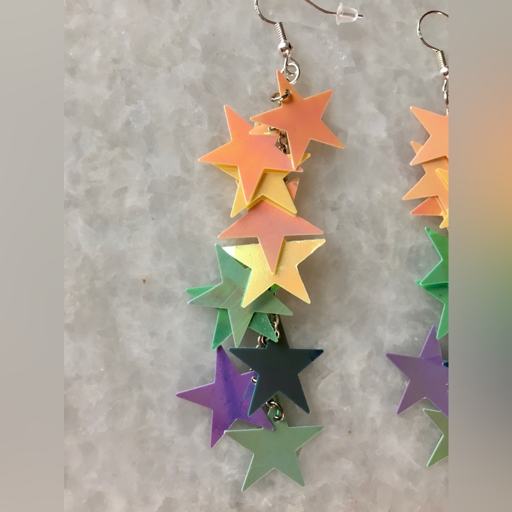 Multicolor Star Dangle Earrings - Picture 13 of 15
